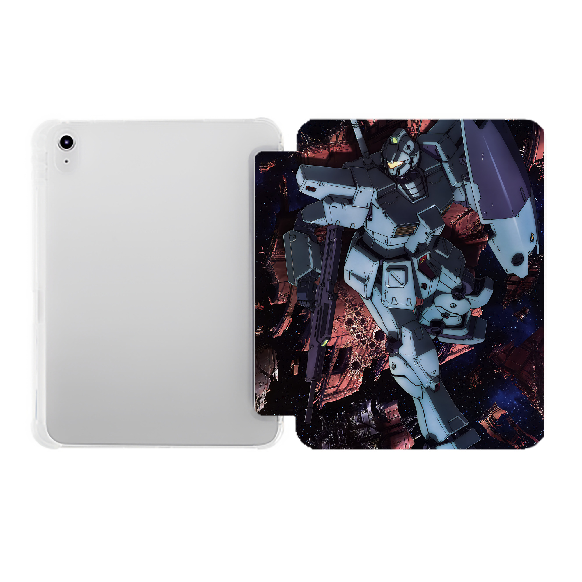 （画像用） 機動戦士ガンダム Mobile Suit Gundam IPad ケース ペン収納付き 三つ折りスタンド PUレザー×シリコン 対応機種9.5/10.5/10.9インチ